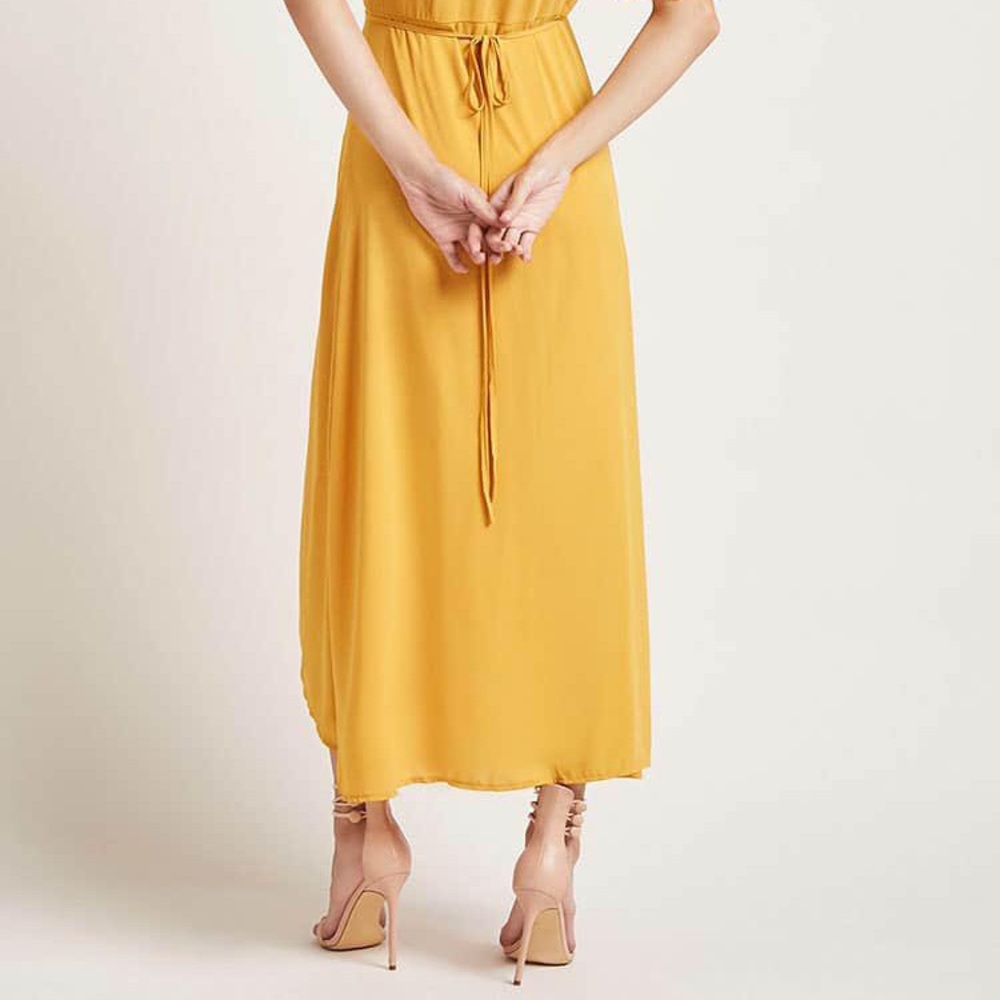 Marigold Chiffon Ruffle Trim Wrap Dress - Picture 6 of 6